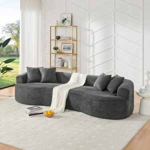 112" Modular Curved Sectional Sofa,Modern Chenille 4-Seater Couch with Soft Foam for Living Room No Assembly-Baofuwish - 1 of 4