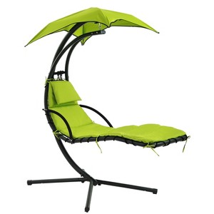 FDW Hammock Curved Hanging Chaise Lounge Chair with Adjustable Canopy and Removable Cushions - 1 of 4