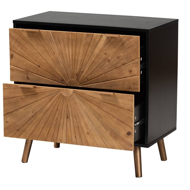 Richardson Two-Tone Wood 2 Drawer Storage Cabinet Natural Brown/Black - Baxton Studio, 4 of 12