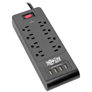 Tripp Lite Protect It!® 1,800-Joules Surge Protector, 8 Outlets with 4 USB Ports, 6-Ft. Cord, TLP864USBB in Black - 1 of 4