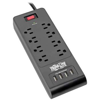 Tripp Lite Protect It!® 1,800-Joules Surge Protector, 8 Outlets with 4 USB Ports, 6-Ft. Cord, TLP864USBB