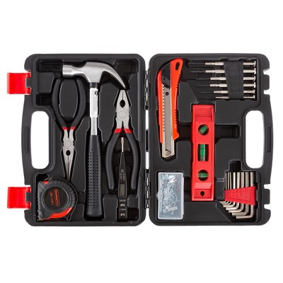 Tool Kit - 102 Heat-Treated Pieces with Carrying Case - Essential Steel Hand Tool and Basic Repair Set for Apartments, Dorms by Fleming Supply