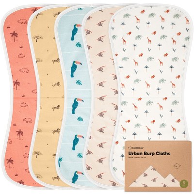 KeaBabies 5pk Urban Baby Burp Cloths, Organic Burping Cloth for Babies, Burp Rags for Baby Girls, Boys
