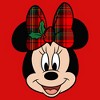 Girl's Mickey & Friends Christmas Minnie Mouse Holly Plaid Bow T-Shirt - 2 of 4
