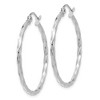 Black Bow Jewelry 2mm, Twisted 14k White Gold Round Hoop Earrings, 26mm (1 Inch) - 2 of 4