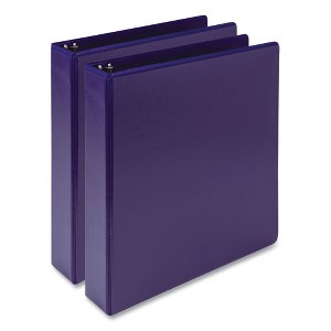 Samsill Earth's Choice Plant-Based Economy Round Ring View Binders, 3 Rings, 1.5" Capacity, 11 x 8.5, Purple, 2/Pack - 1 of 4