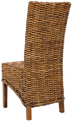 High Back Brown Mango Wood and Cane Side Chair