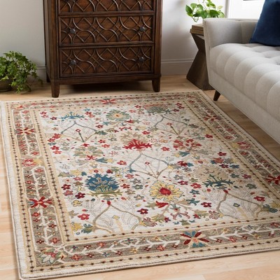 Aaden 5'1" x 7'5" Multicolor Floral Pattern Stain-Resistant Area Rug