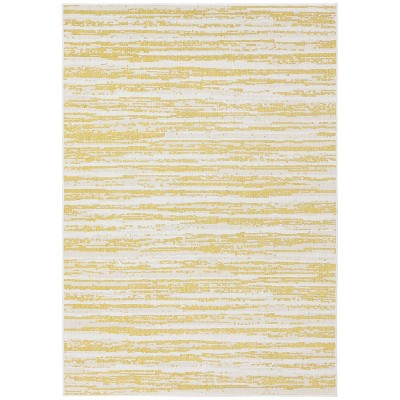 6'4"x9'7" Rectangle Outdoor Woven Geometric Area Rug Yellow - Sunnydaze Decor