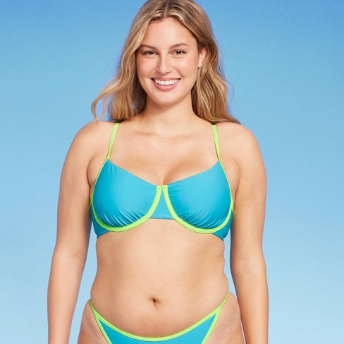 Women's Colorblock Underwire Bikini Top - Wild Fable™ Blue/green L : Target