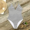 Women's Stripe Crisscross One Piece Swimsuit - Cupshe -Black/White - 3 of 4