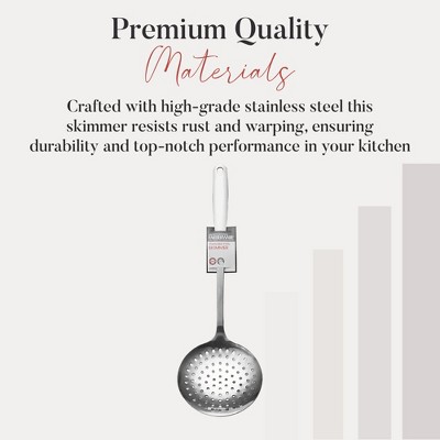 Professional 14-Inch Stainless Steel Silver Skimmer with Loop Handle