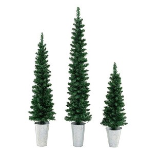 Resenkos Set of 3 Pre-Lit Artificial Christmas Trees with Warm White LEDs - Green/Silver - 1 of 4