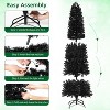 6 Ft Pre-Lit Black Halloween Christmas Tree, Artificial Pencil Christmas Tree with 571 Tips, 250 Colorful LED Lights, 8 Lighting Modes, Metal Base - 3 of 4