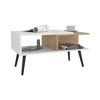 Vynxaria 29" Wide Coffee Table with Three Shelves - Modern White & Natural Oak Design - 2 of 4