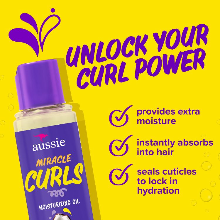 Aussie Miracle Curls Curl-Defining Oil Hair Treatment with Jojoba Oil - 3.2 fl oz, 3 of 9