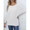 Coolmee Women's Off Shoulder Sweaters Fall Fashion Solid Long Batwing Sleeve Loose Fit Ribbed Knit Tops Casual Pullovers Jumpers S White - 3 of 4