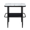 Vynxaria Series 24 in. Black White Rectangular Glass End Table with Marble Print and Metal Base - 4 of 4
