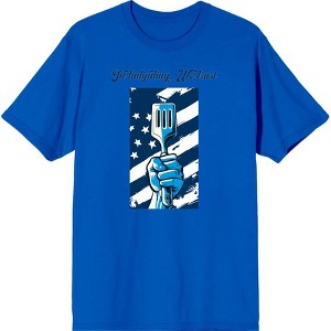 "In Tailgating We Trust" American Flag And Spatula Adult Crew Neck Short Sleeve Tee - 1 of 2