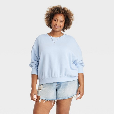 Women s Leisure Studio Pullover Sweatshirt Universal Thread Light Blue 3x Target