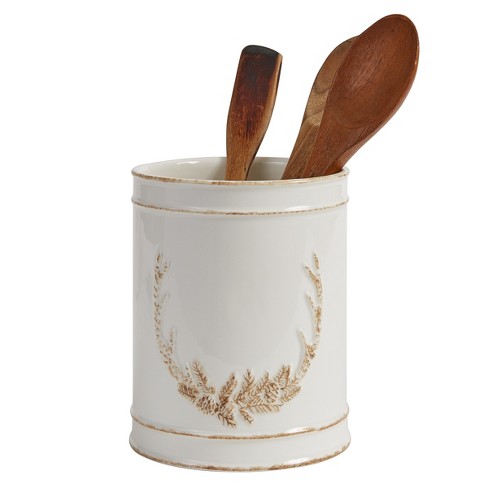 Stoneware Crock Utensil Holder Cream/clay - Hearth & Hand™ With Magnolia :  Target