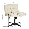 FurnitureR Armless Home Office Desk Chair Without Wheels - Adjustable Swivel Criss Cross Chair, fabric Mid-Back for Bedroom, Vanity, Study, Beige - 2 of 4