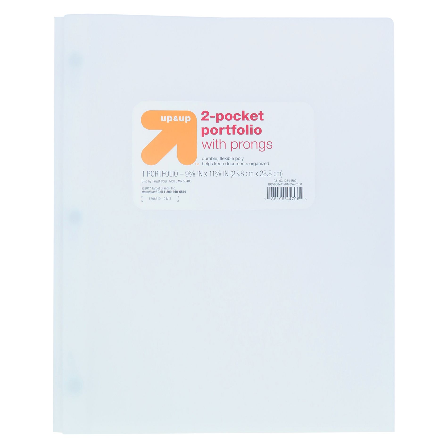 2 Pocket Plastic Folder with Prongs - up&up™
