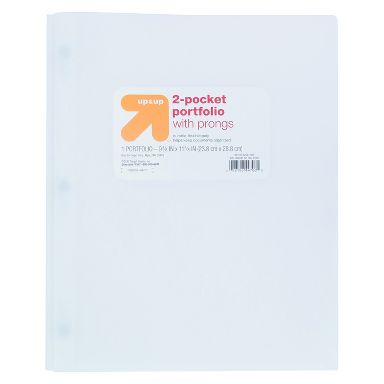 2 Pocket Plastic Folder with Prongs White - up&up™