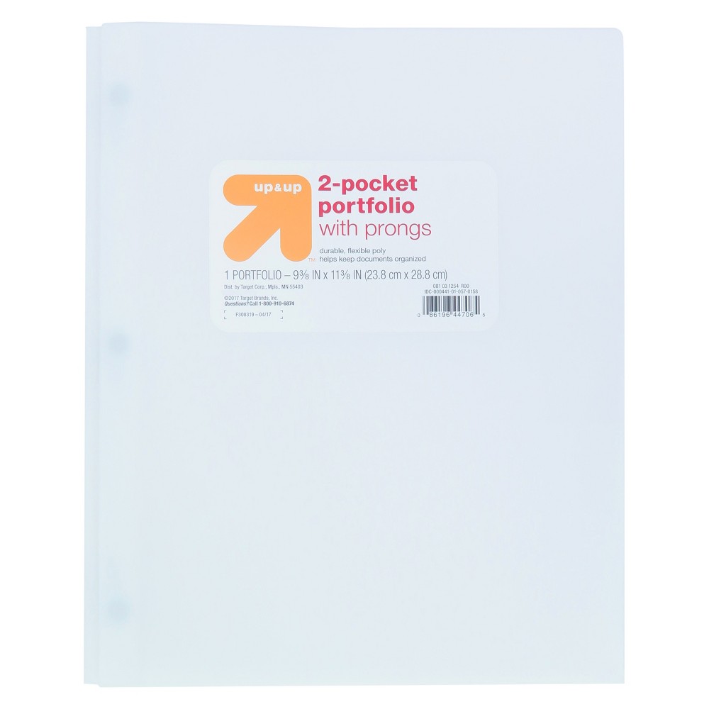 2 Pocket Plastic Folder with Prongs White - Up&Up was $0.75 now $0.5 (33.0% off)