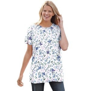 Woman Within Perfect Printed Short-Sleeve Crewneck Tee - 1 of 4