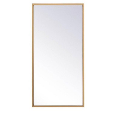 Elegant Lighting Metal frame rectangle mirror 14x28 inch in brass