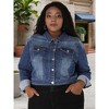 Agnes Orinda Women's Plus Size Cropped Long Sleeve Trendy Fashion Denim Jean Jackets - 3 of 4