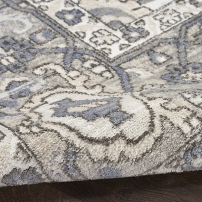 Ivory Blue Rectangular Persian Design 9' x 12' Synthetic Area Rug