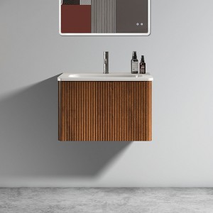Christopher Knight Home Sarah Striped Brushed Bathroom Vanity with White Ceramic Sink and Drawers - 1 of 4
