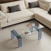 Lirago Rectangle Clear Tempered Glass 2-Tier Coffee Table-Modern Living Room Storage Center with Sleek Geometric Design 21.6"Wx39.3"Lx17.7"H - 3 of 4