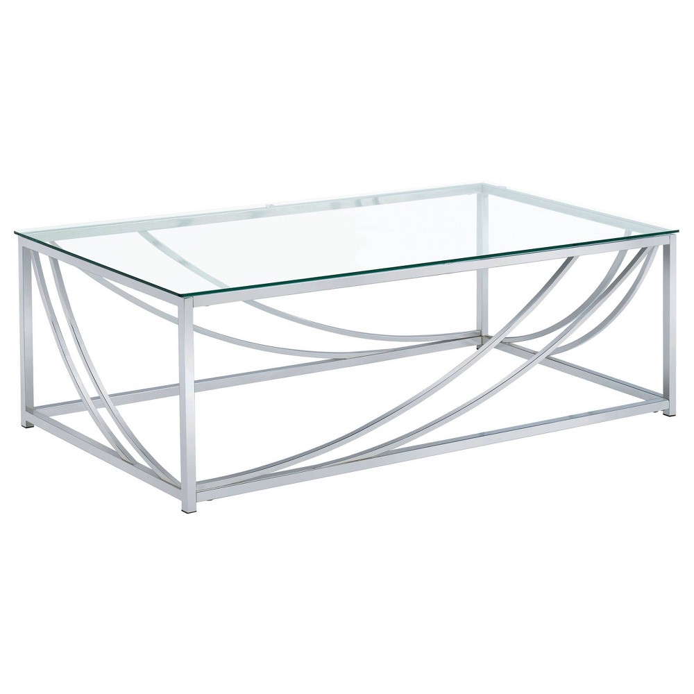 Photos - Dining Table Lille Rectangular Coffee Table with Glass Top Chrome - Coaster