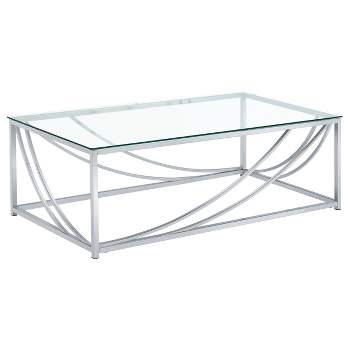 Lille Rectangular Coffee Table with Glass Top Chrome - Coaster