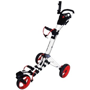 Qwik-Fold Golf Push Cart 3 Wheel w/ 360 Rotating Front Wheel, Lightweight Folding Golf Pull Cart w/ Brake, Free Umbrella Holder - 1 of 4