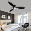 Ludomide 52 In. Modern Black Ceiling Fans With Lights, Low Profile Flush Mount Ceiling Fan With Remote&Wall  Control For Living Room Bedroom - 2 of 4