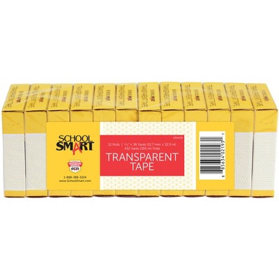 School Smart Transparent Tape, 1/2 Inch x 36 Yards, pk of 12