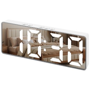 REGALWOVEN Dimmable LED Alarm Clock Dual Alarms Voice Control 6.3"L x 1.2"W x 2.4"H1 Pc - 1 of 4