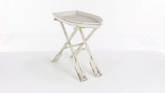 Nautical Boat Shape Folding Table Taupe - Olivia & May, 2 of 21, play video