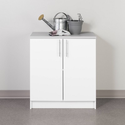 Freestanding White Office Storage Cabinet with Adjustable Shelving