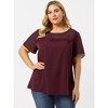 Agnes Orinda Women's Plus Size Contrast Panel Dots Lace Summer Short Sleeve Blouses - 3 of 4