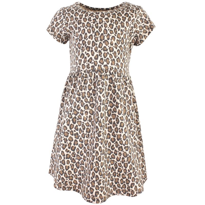 Touched by Nature Baby and Toddler Girl Organic Cotton Short-Sleeve Dresses 2pk, Leopard, 6 of 8