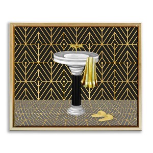 Stupell Industries Deco Style Glam Bathroom Black Framed Floater Canvas Wall Art - 1 of 4