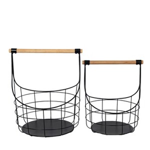 VIP Metal 15.5 in. Black Basket with Handle Set of 2 - 1 of 2