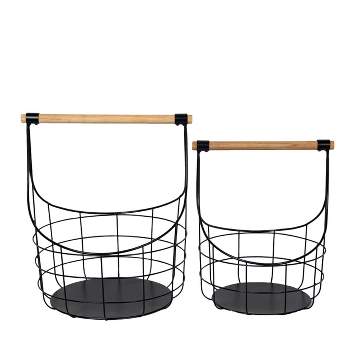 VIP Iron 15.5 in. Black Basket with Handle Set of 2