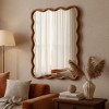 Yellowish Brown 30"x40" Wavy Rectangle Solid Wood Frame Decorative Mirror,For Bedroom, Bathroom, Living Room, Entryway - 3 of 4