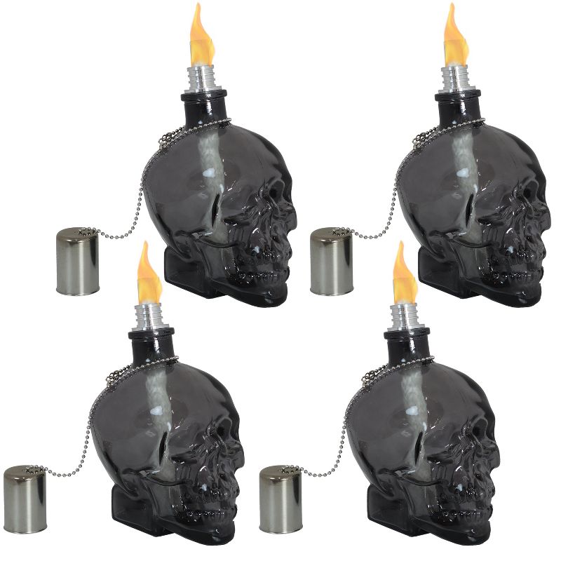 Sunnydaze Grinning Skull Glass Tabletop Torches, 1 of 11